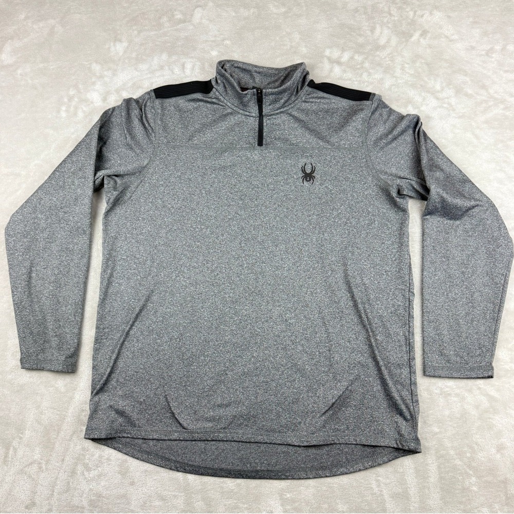 Spyder Active Shirt Men M Gray 1/4 Zip Pullover Performance Stretch Golf Running